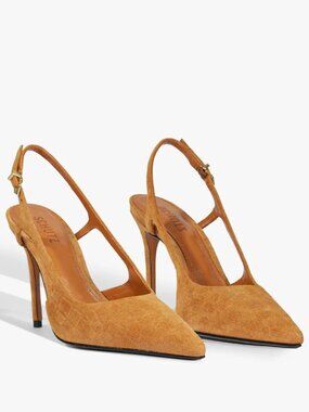 Schutz Boris Pump Cuoio Brown Croc Heels Stilettos Butterscotch Saddle Sz 7 NEW